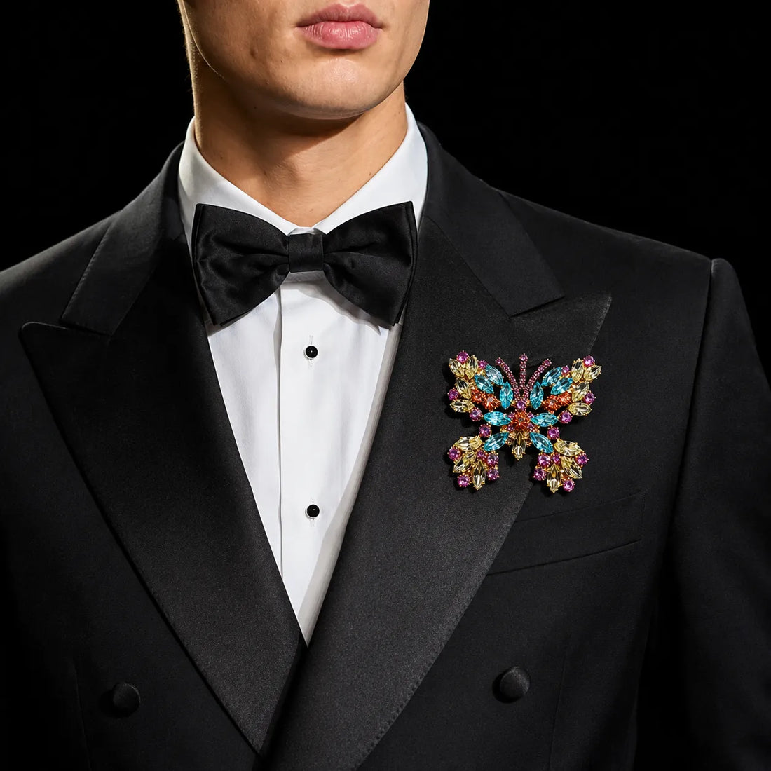 Large Swarovski Crystals Butterfly Statement Lapel Brooch - TCG London