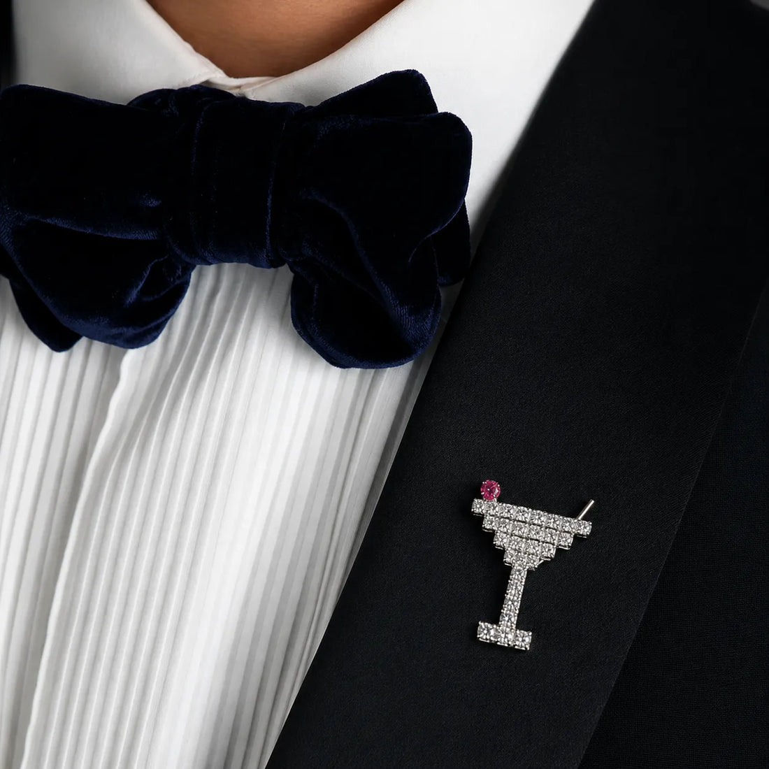 Swarovski Crystals Martini Glass Lapel Brooch - TCG London