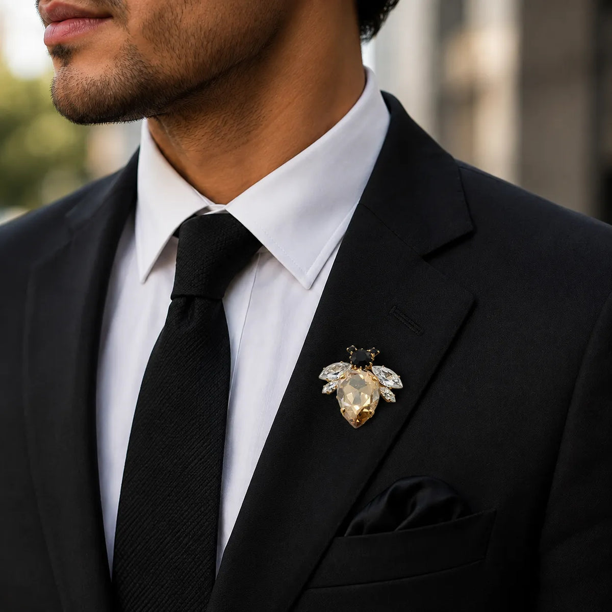 Swarovski Crystals Large Bee Lapel Brooch - TCG London