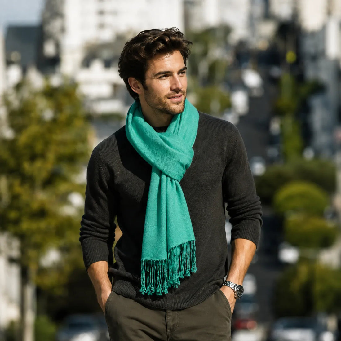 Large Cashmere and Silk Pashmina Scarf - TCG London