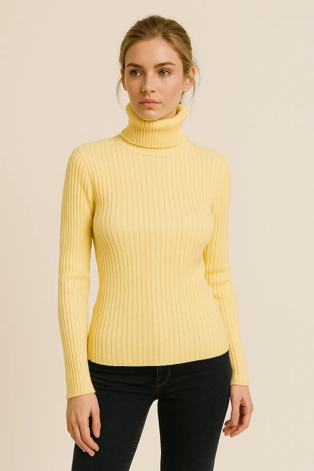 Cashmere Ribbed Roll Neck Jumper