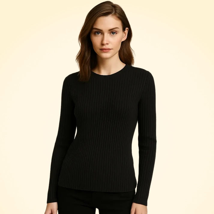 Cashmere Long Ribbed Round Neck Jumper - TCG London