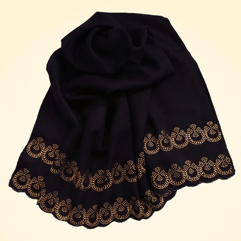 Large Pashmina Shawl with Crystal Beads Border - TCG London