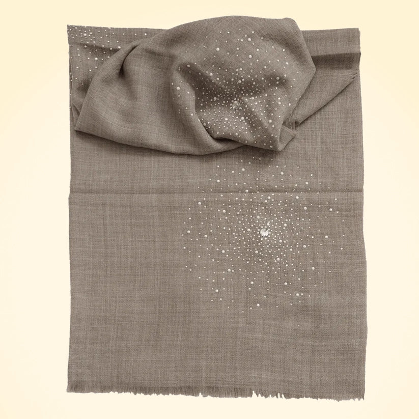 Large Pashmina Shawl with Crystal Beads Burst Design - TCG London