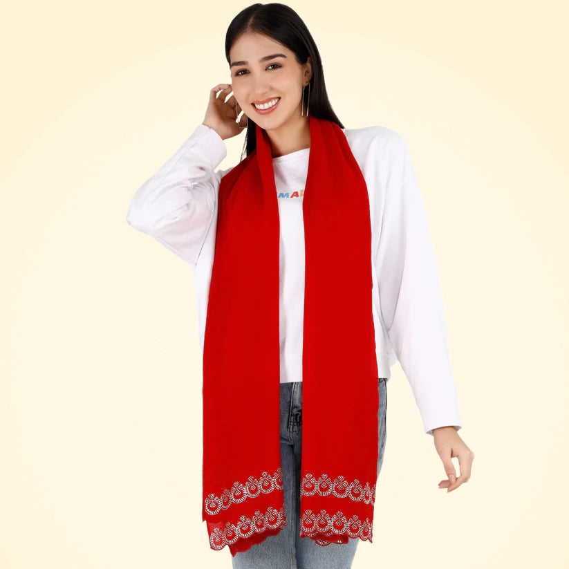 Large Pashmina Shawl with Crystal Beads Border - TCG London