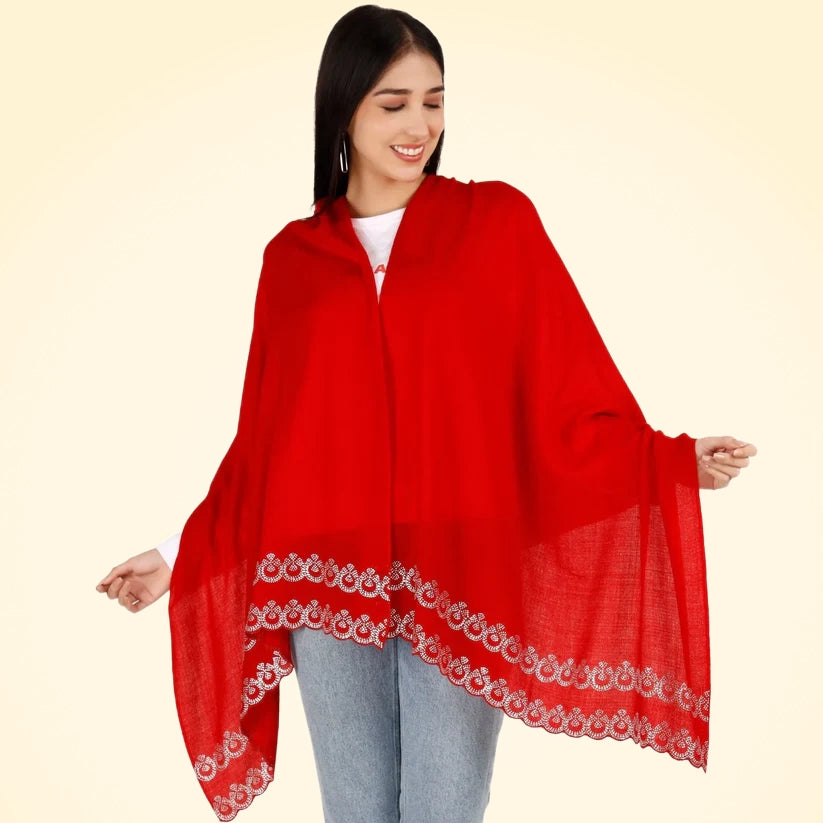 Large Pashmina Shawl with Crystal Beads Border - TCG London