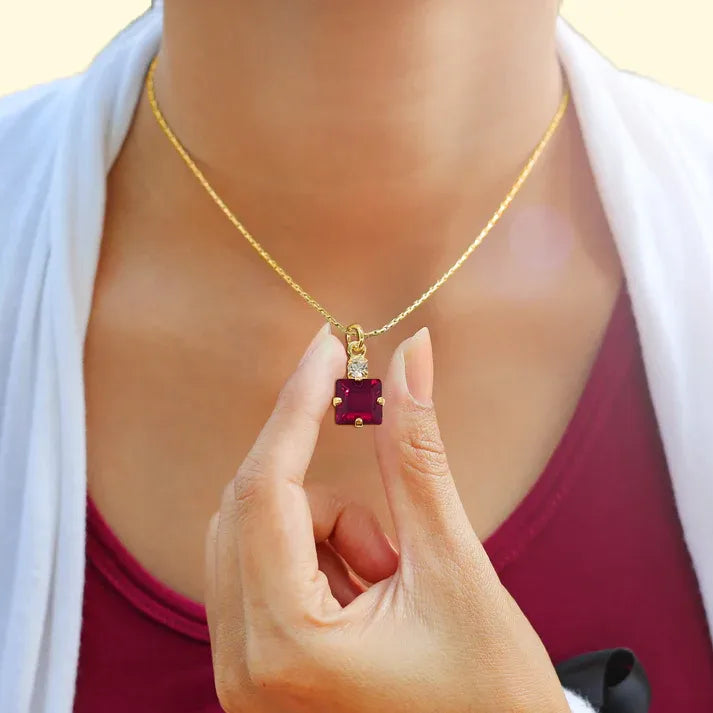 Small Swarovski Crystals Square Pendant With Gold Fittings - TCG London