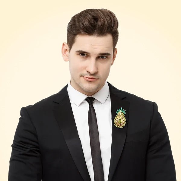 Swarovski Crystals Pineapple Lapel Brooch - TCG London