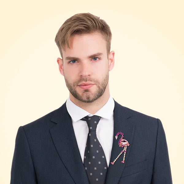 Swarovski Crystals Pink Flamingo Lapel Brooch - TCG London