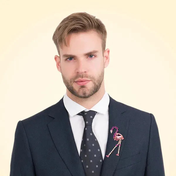 Swarovski Crystals Pink Flamingo Lapel Brooch - TCG London