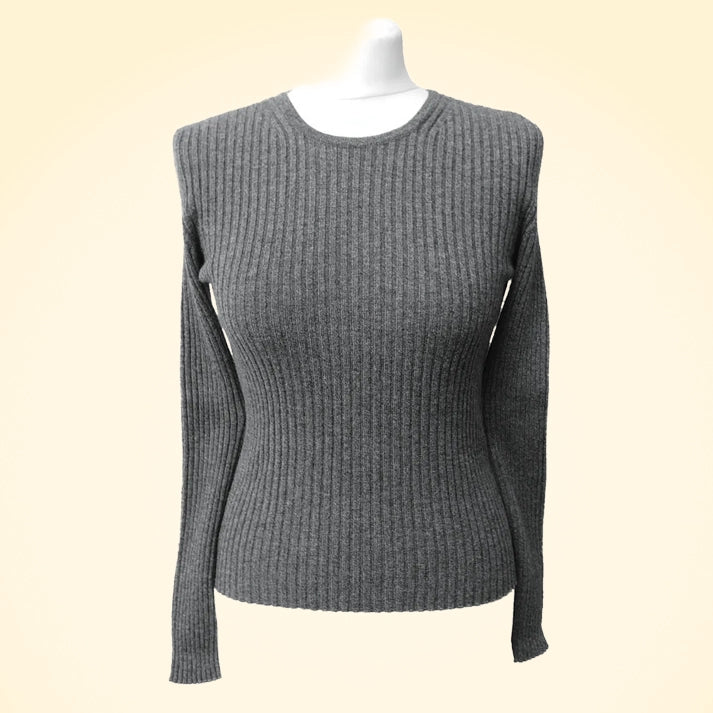 Cashmere Ribbed Round Neck Jumper - TCG London