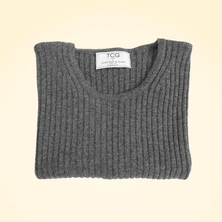 Cashmere Ribbed Round Neck Jumper - TCG London