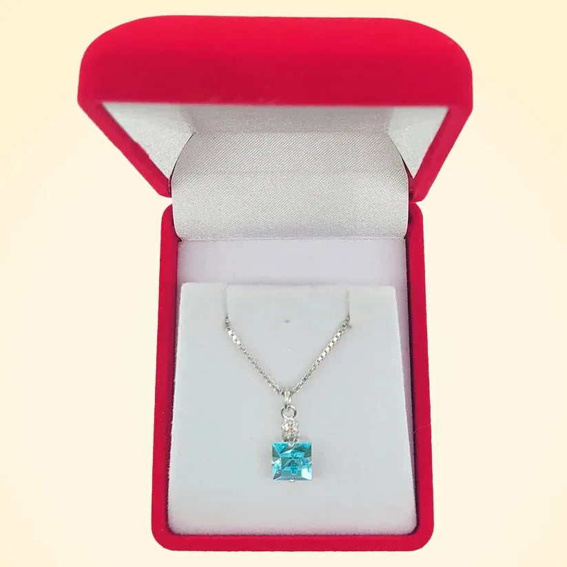 Small Swarovski Crystals Square Pendant With Silver Fittings - TCG London