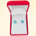 Small Swarovski Crystals Square Earrings With Silver Fittings - TCG London