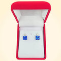 Small Swarovski Crystals Square Earrings With Silver Fittings - TCG London