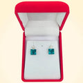 Small Swarovski Crystals Square Earrings With Silver Fittings - TCG London