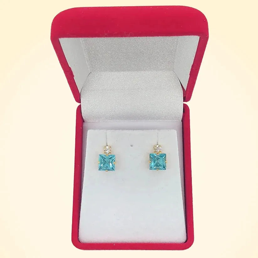 Small Swarovski Crystals Square Earrings With Gold Fittings - TCG London