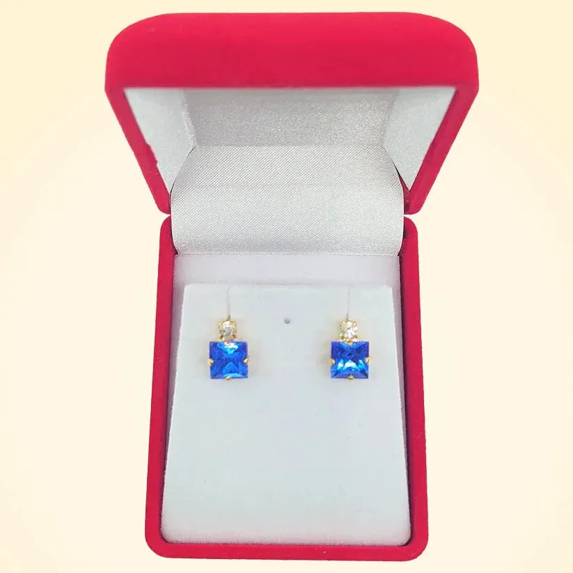 Small Swarovski Crystals Square Earrings With Gold Fittings - TCG London