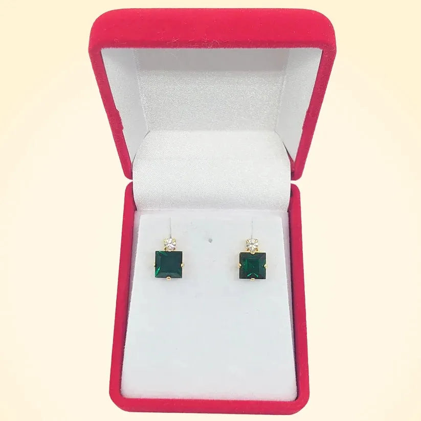 Small Swarovski Crystals Square Earrings With Gold Fittings - TCG London