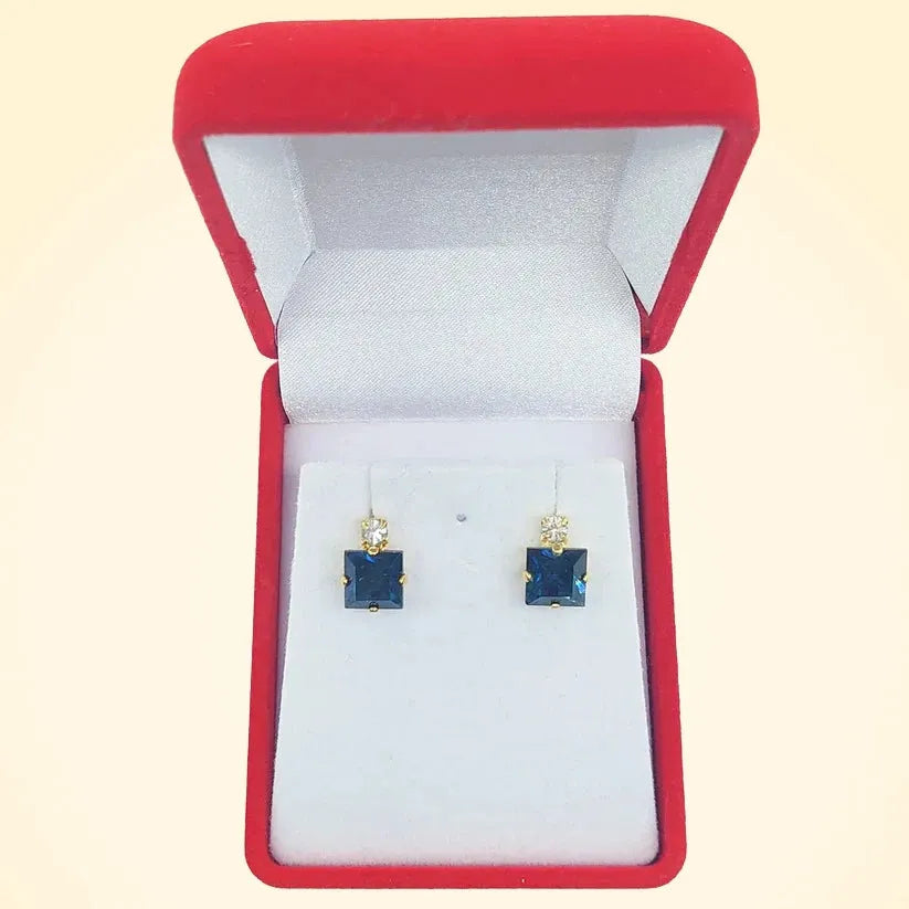 Small Swarovski Crystals Square Earrings With Gold Fittings - TCG London