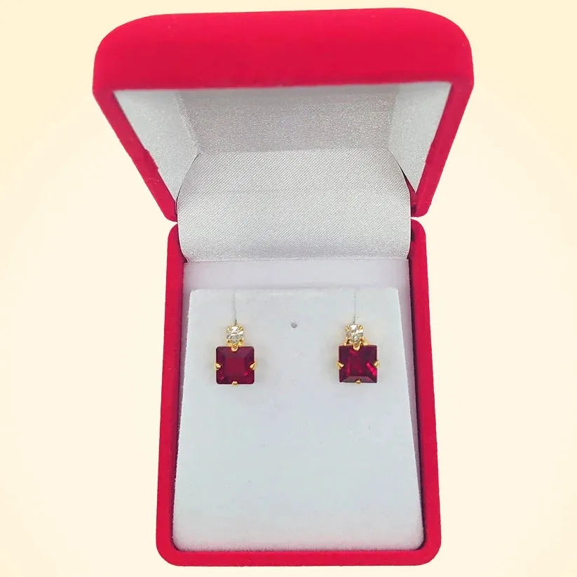 Small Swarovski Crystals Square Earrings With Gold Fittings - TCG London