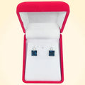 Small Swarovski Crystals Square Earrings With Silver Fittings - TCG London