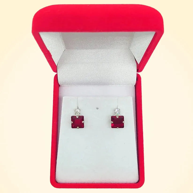 Small Swarovski Crystals Square Earrings With Silver Fittings - TCG London