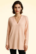 Loose Fit Cashmere V-Neck Long Tunic - TCG London