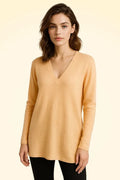 Loose Fit Cashmere V-Neck Long Tunic - TCG London
