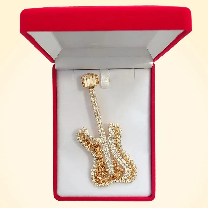 Swarovski Crystals Fender Guitar Brooch - TCG London
