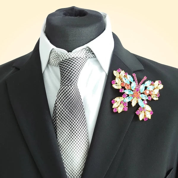 Large Swarovski Crystals Butterfly Statement Lapel Brooch - TCG London