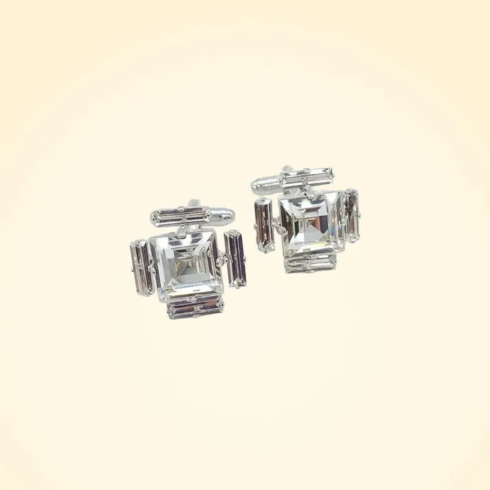 Swarovski Crystals Baguette Surround Square Cufflinks - TCG London