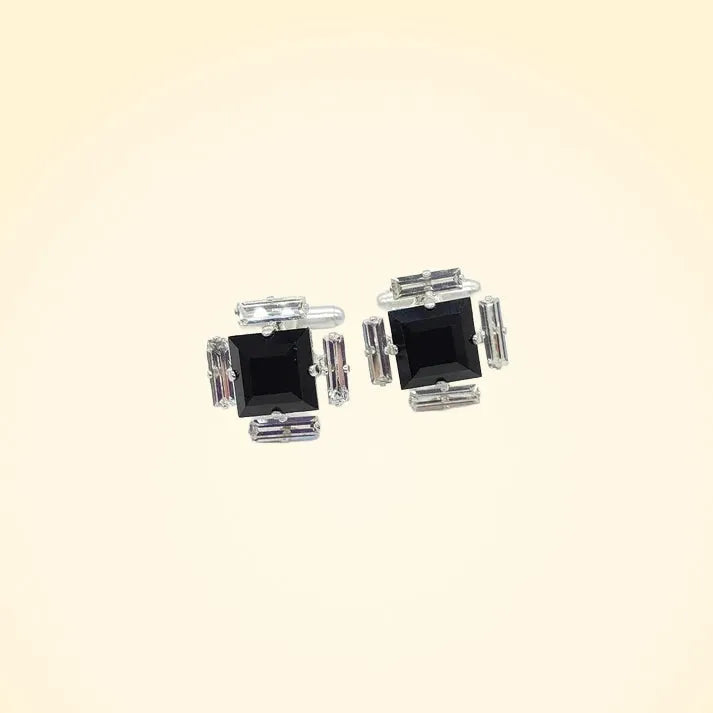 Swarovski Crystals Baguette Surround Square Cufflinks - TCG London