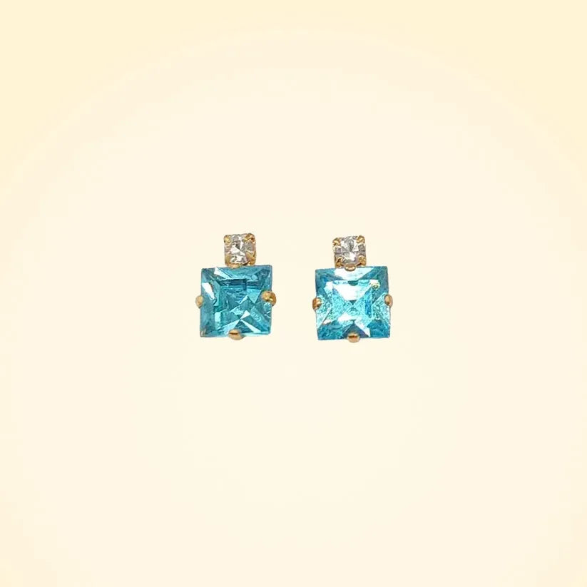 Small Swarovski Crystals Square Earrings With Gold Fittings - TCG London