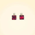 Small Swarovski Crystals Square Earrings With Gold Fittings - TCG London