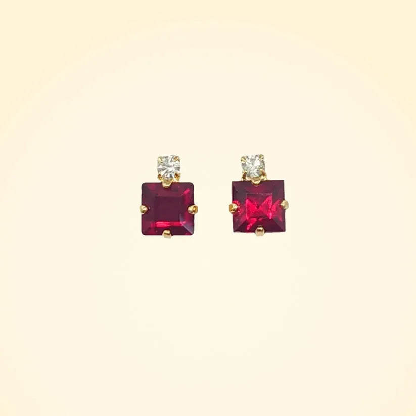 Small Swarovski Crystals Square Earrings With Gold Fittings - TCG London