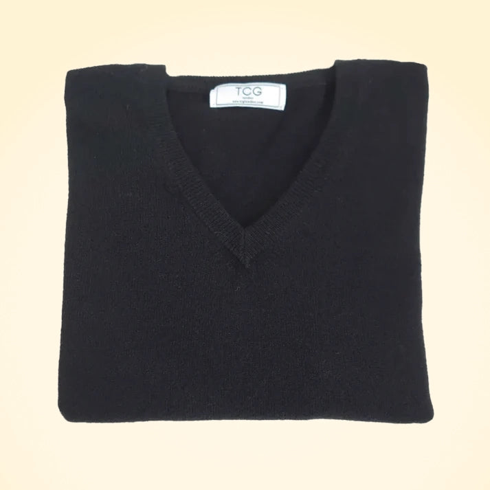 Regular Fit Cashmere V-Neck Jumper - TCG London