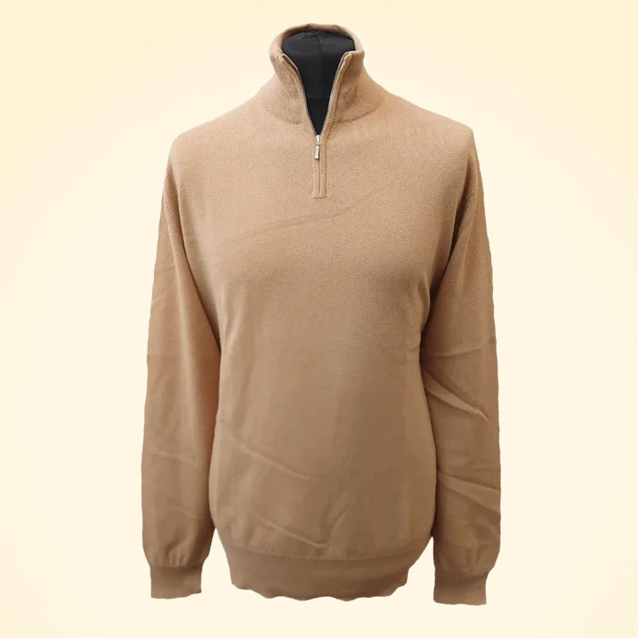 Relaxed Fit Cashmere Zip Neck Jumper - TCG London