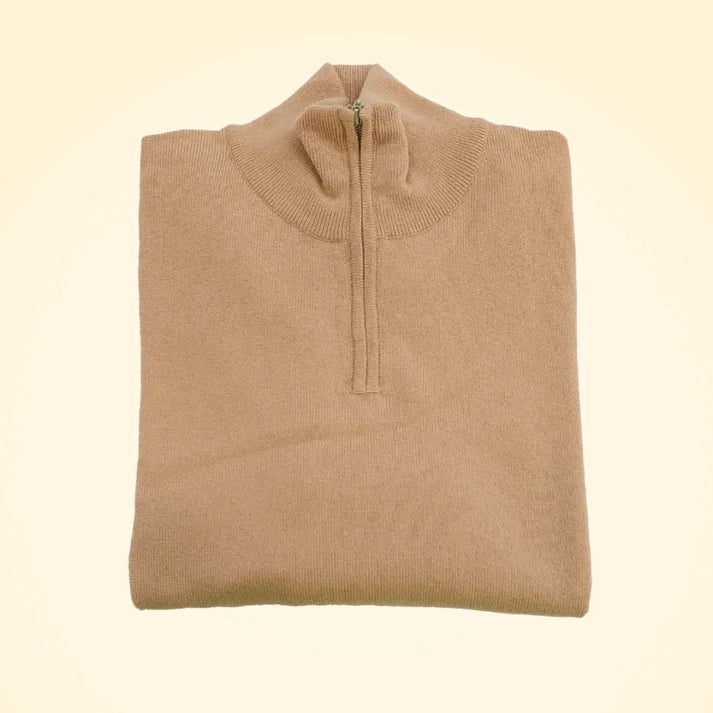 Relaxed Fit Cashmere Zip Neck Jumper - TCG London