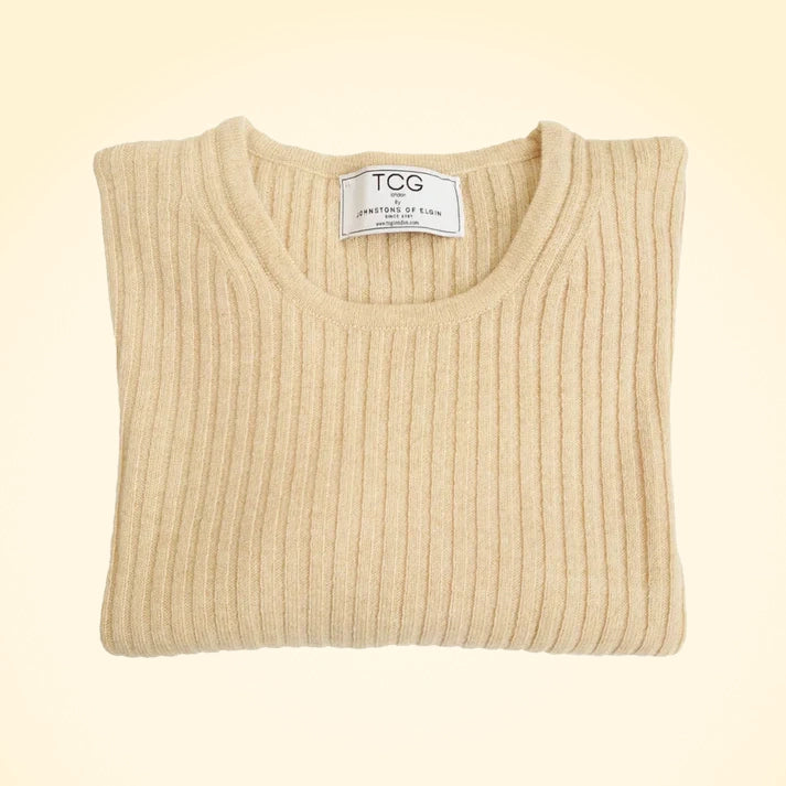 Cashmere Ribbed Round Neck Jumper - TCG London