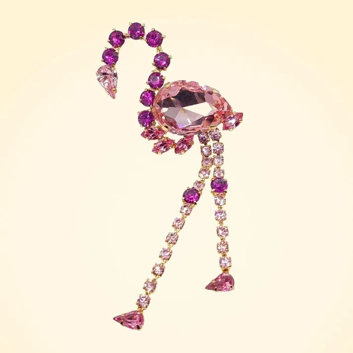 Swarovski Crystals Pink Flamingo Brooch - TCG London