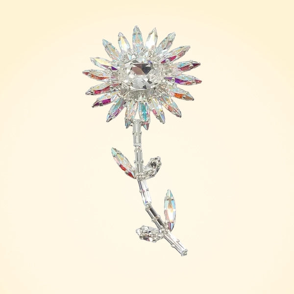 Swarovski Crystals Sparkling Flower Lapel Brooch - TCG London