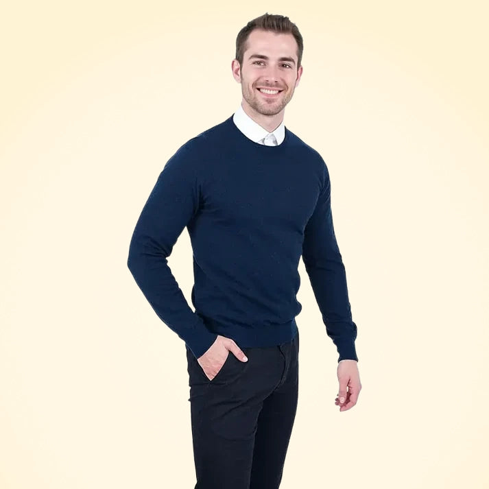 Classic Fit Round Neck Cashmere Jumper - TCG London