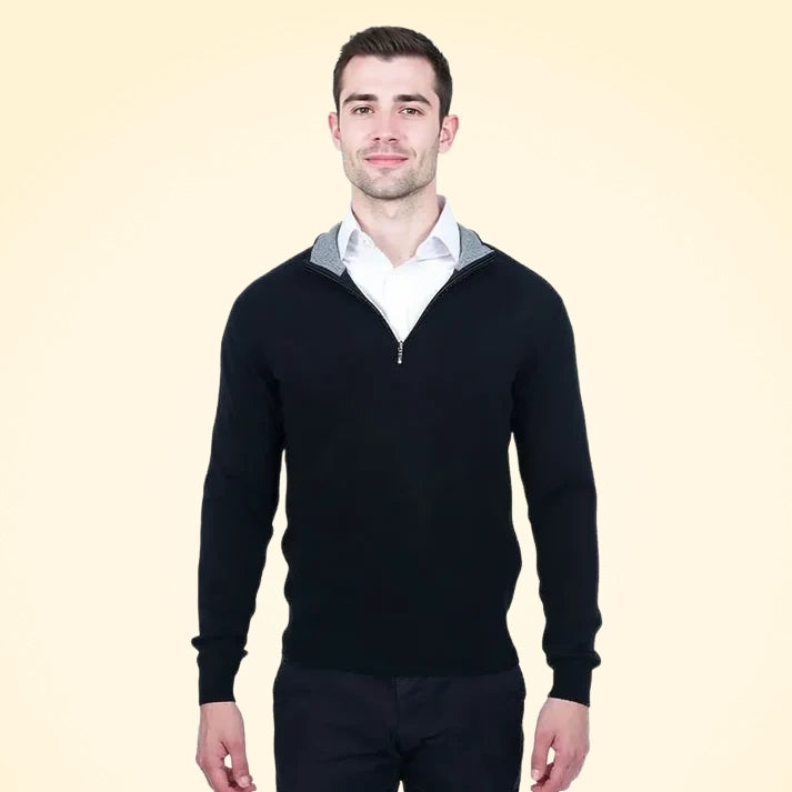 Classic Fit Zip Neck Cashmere Jumper - TCG London