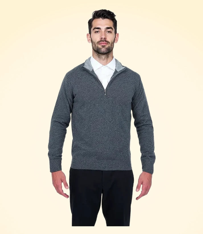 Classic Fit Zip Neck Cashmere Jumper - TCG London
