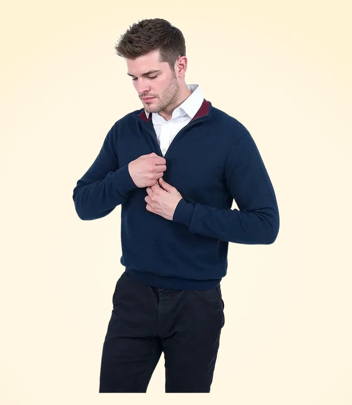 Classic Fit Zip Neck Cashmere Jumper - TCG London