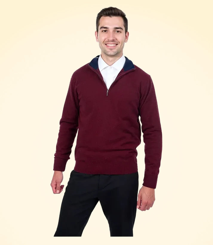Classic Fit Zip Neck Cashmere Jumper - TCG London