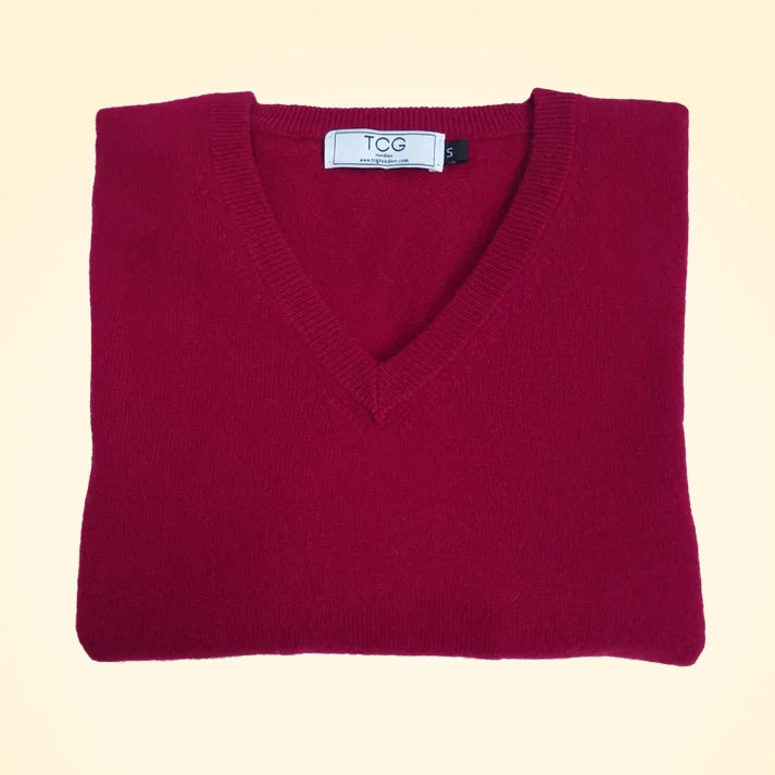 Regular Fit Cashmere V-Neck Jumper - TCG London