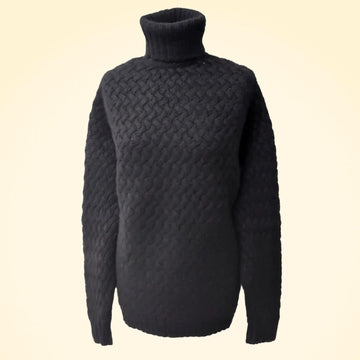Loose Fit Cashmere Chunky Roll Neck Jumper - Classic Cable Knit - TCG London