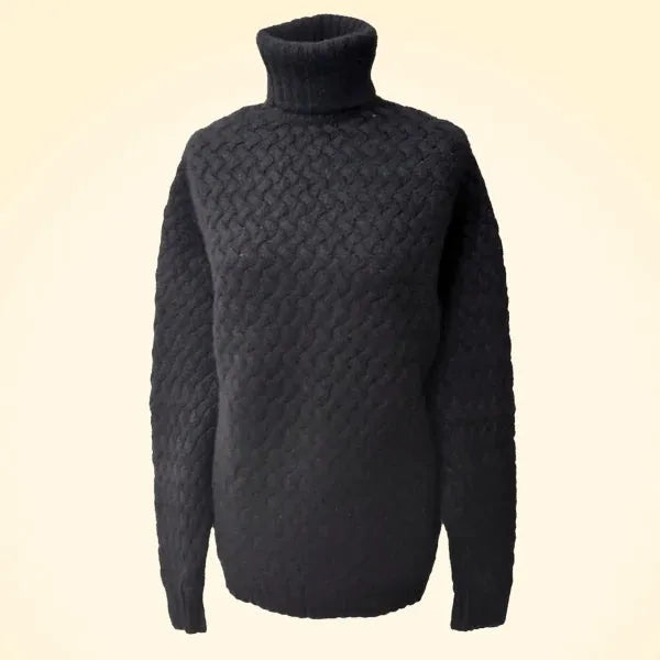 Loose Fit Cashmere Chunky Roll Neck Jumper - Classic Cable Knit - TCG London